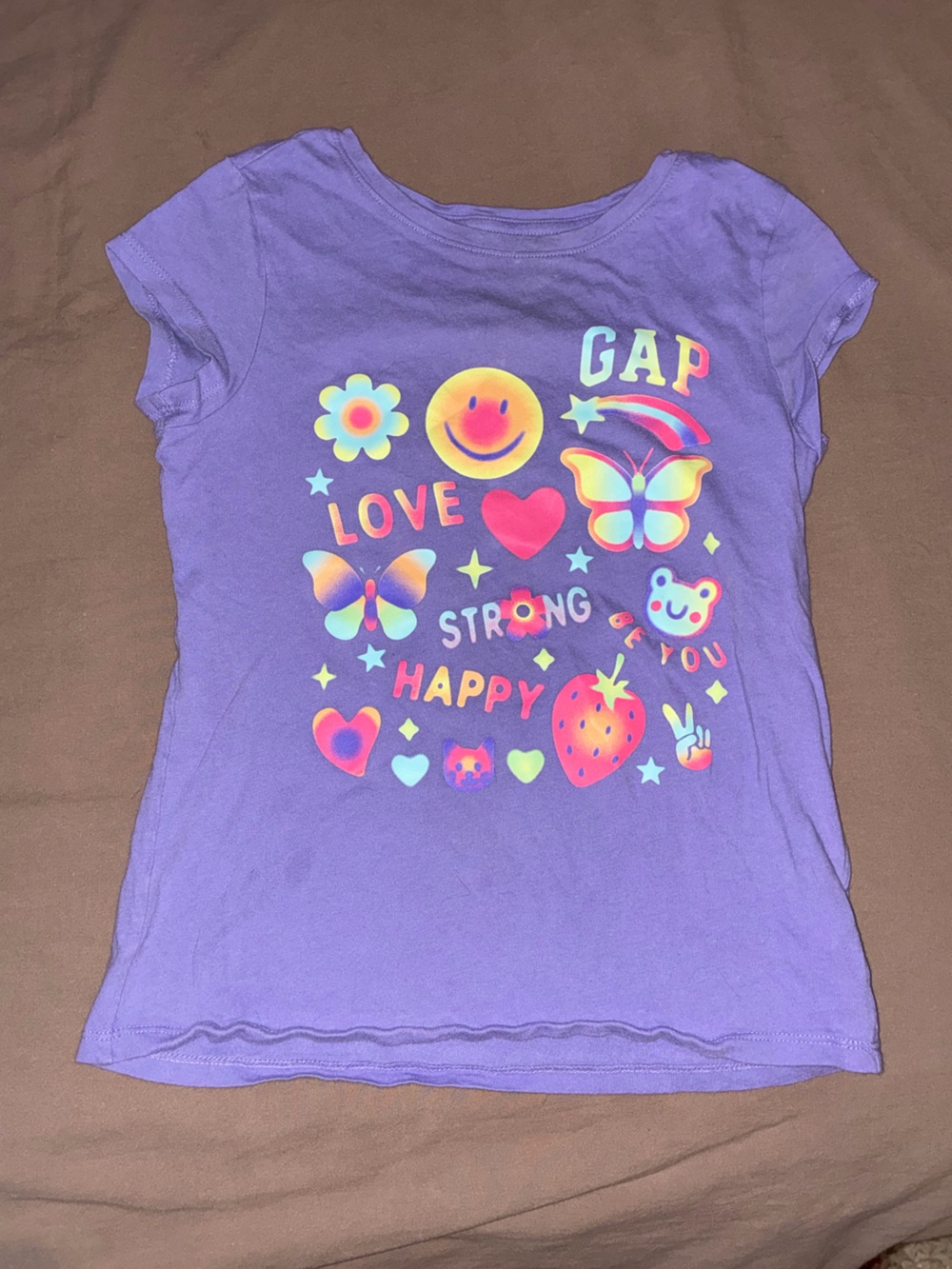GAP Purple Short-Sleeve Tee with Neon Icons